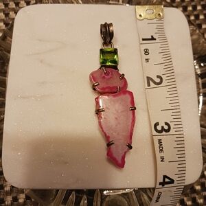 Pink and Green Stone Pendant .925